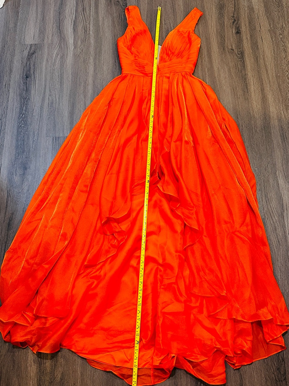 Orange Plunge Sheer V Formal Gown Size 6 Layered Tulle Evening Prom Dress - Picture 10 of 14